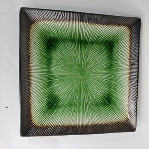 Kon Tiki Green Caldo Freddo Dinner Plate 11 inches Square Coastal Island Beach